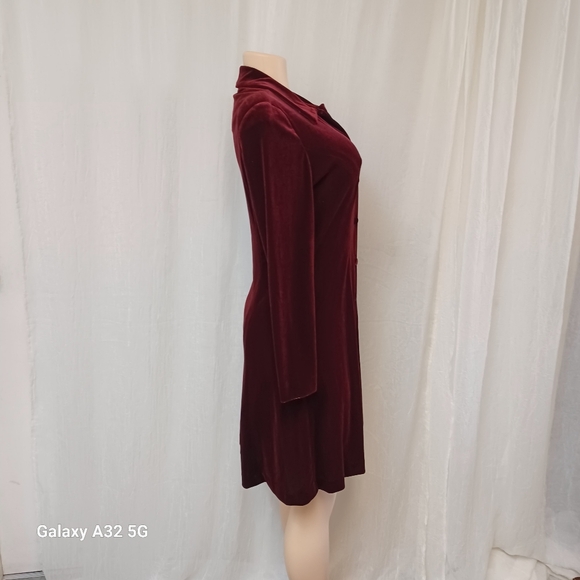Talbots  Vtg Women Size 6 Rich Burgundy Long Sleeve Dress - Picture 7 of 16